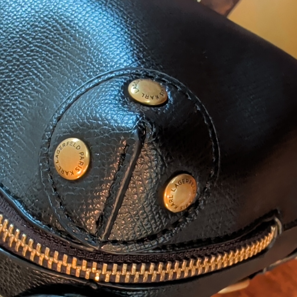 Karl Lagerfeld Black Satchel with Gold Accents - Picture 7 of 16